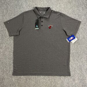 Miami Heat Antigua Striped Polo Adult X-Large XL Gray Embroidered NBA Basketball